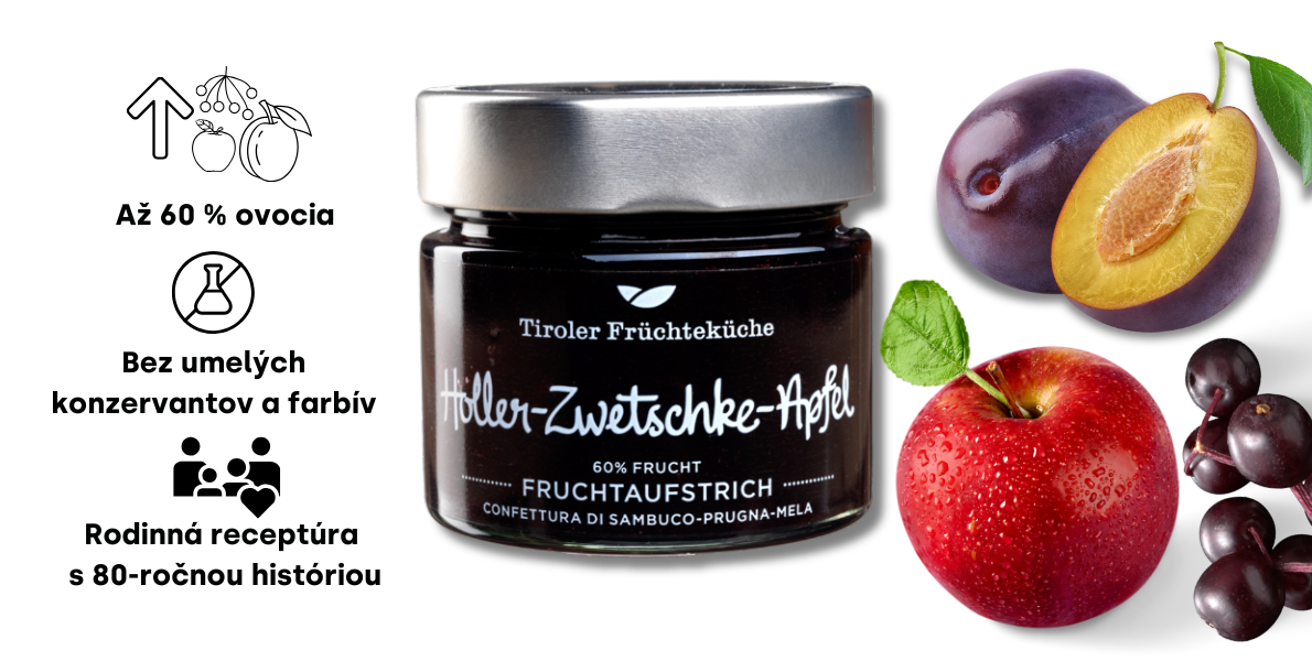 UWE prémiová ovocná nátierka zo 60% podielom skutočného ovocia vyrobený podľa tradičných receptúr rodinnej firmy z Tirolska. Neobsahuje žiadne aditíva a konzervanty okrem cukru, koncentrátu citrónová šťavy a prírodného pektínu.